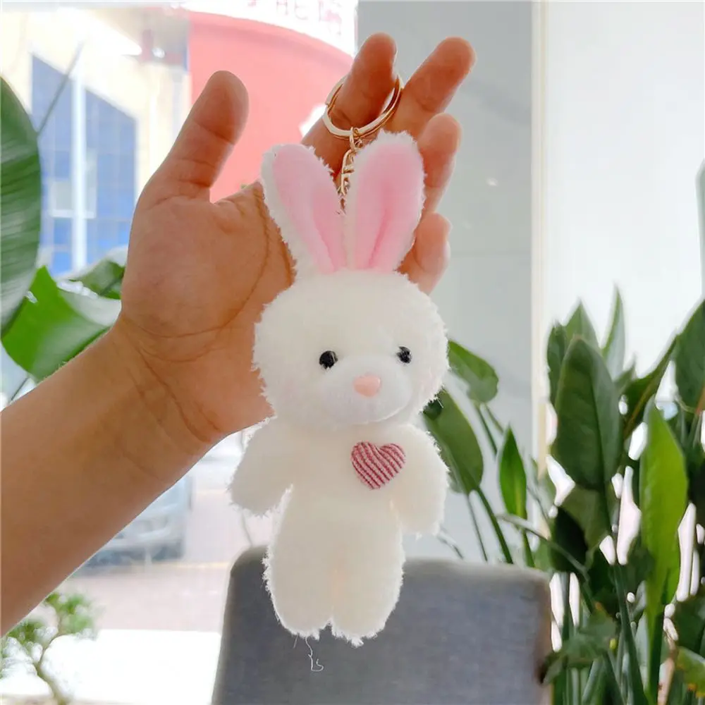 LLavero de felpa Kawaii para niñas y niños, Mini oso, conejo, perro, juguete de llavero de algodón suave, 11cm