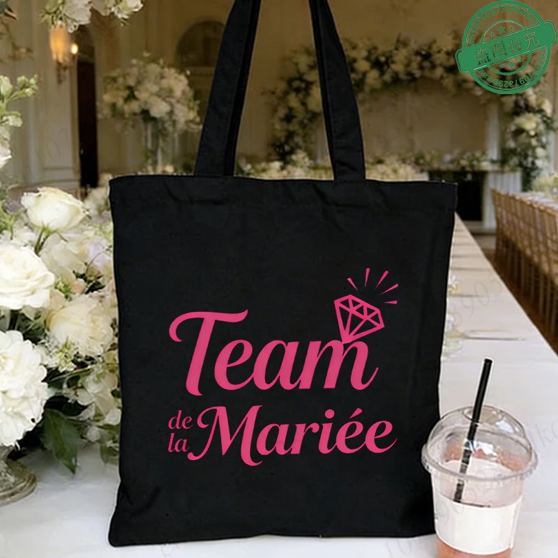French Girls Single Farewell Tote Bags Future Team Bride Shoulder Bags with Diamond for Bachelorette EVJF Party Bridal Shower