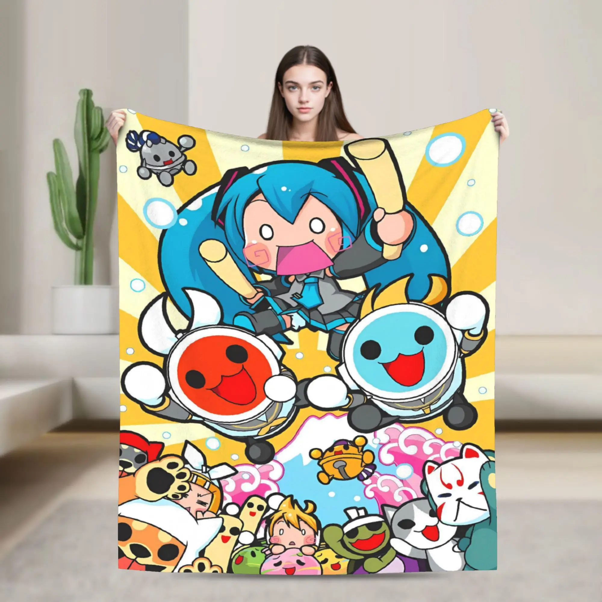 Taiko no Tatsujin Blankets  Warm Soft Print Plush Throw Blanket For Couch Chair Travel Office Flannel Bedspread Bed Cover