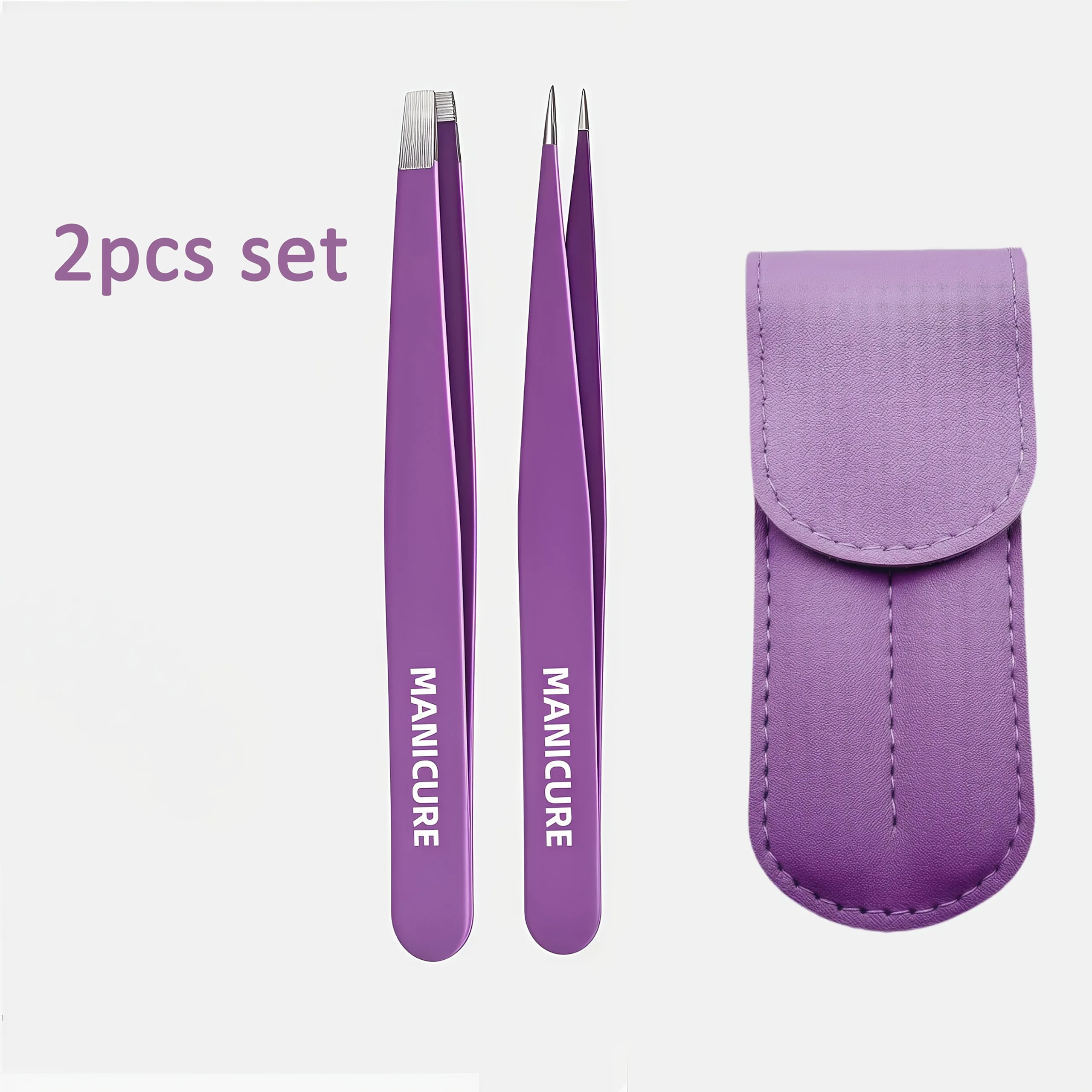 Zestaw 2 szt. precyzyjnych pęset ze stali nierdzewnej do brwi, z ostrym końcem i dwustronnym uchwytem, do pielęgnacji rzęs i brwi, prezent na Boże Narodzenie.