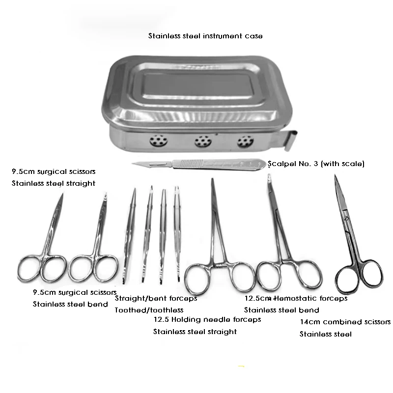 Animal Surgical Instruments Set Stainless Steel Pet Rat Mouse Experimental Anatomical Tools