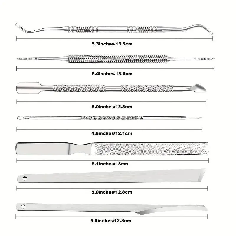 3/10Pcs Stainless Steel 7 Piece Pedicure Manicure Tool Kit Non Slip Handle Storage Case For Home Salon Nail Care