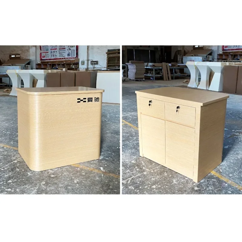 Checkout page Shop Small curved log color Reception desk Small bar High-end restaurant Welcome desk