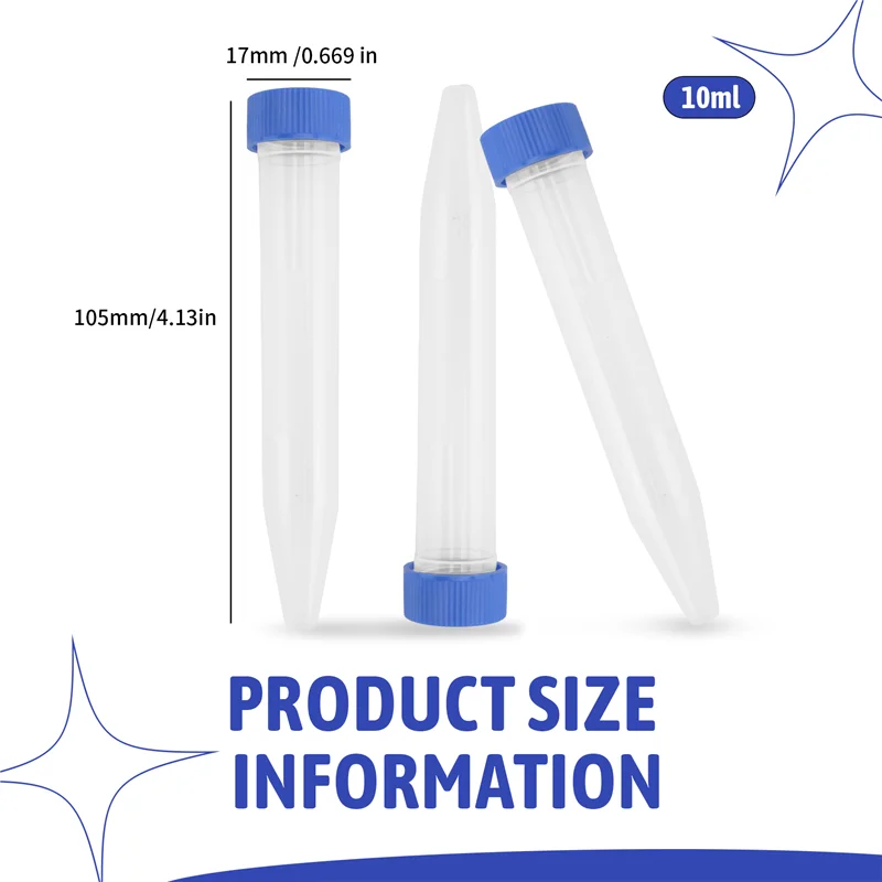 EDT-100 Stuks 10Ml Multifunctionele Plastic Fles Transparante Buis Monster Opslag Container Experimentele Centrifugebuis