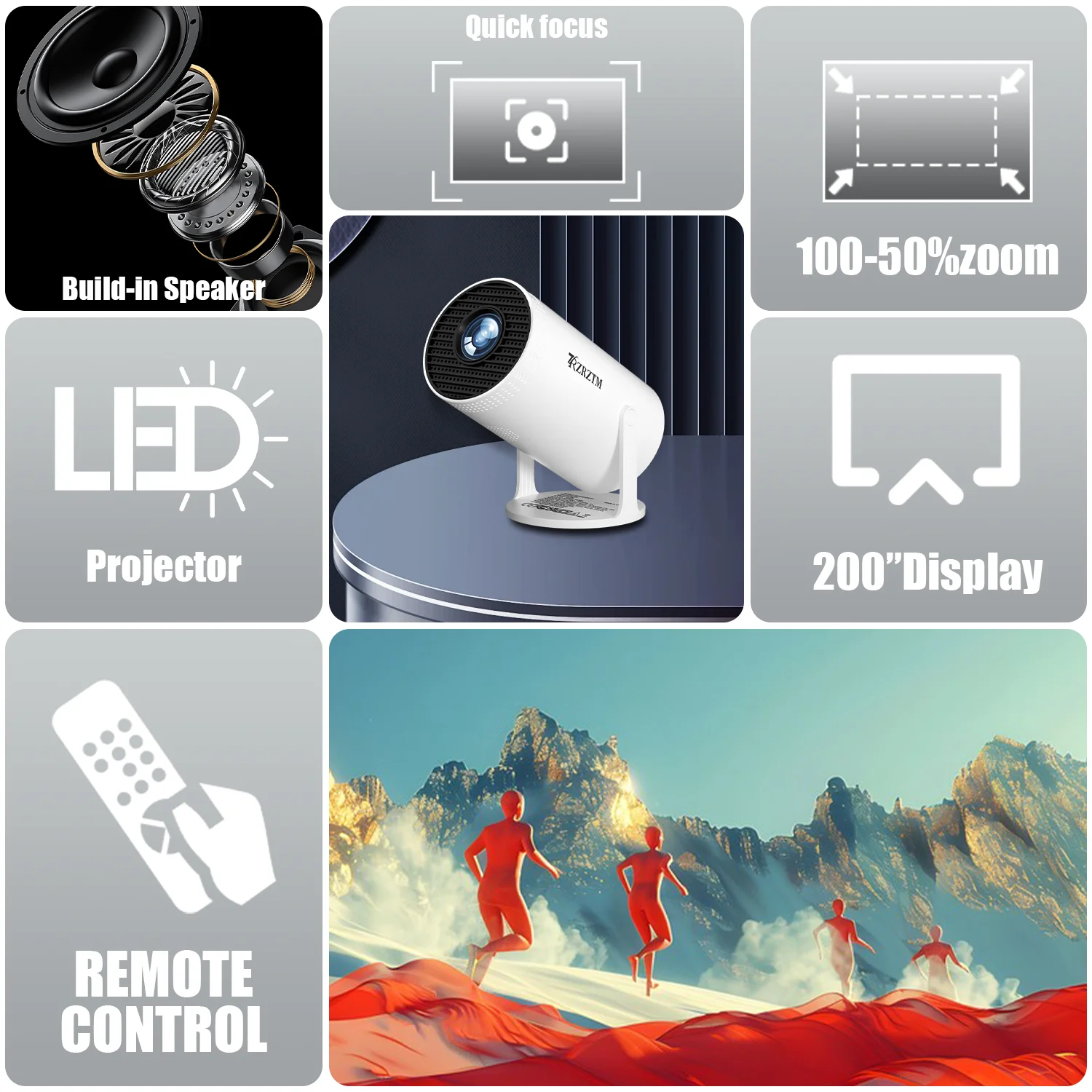 4K projector, high-definition projector, with Android system/WiFi 6, suitable for home theaters/offices, native 720p
