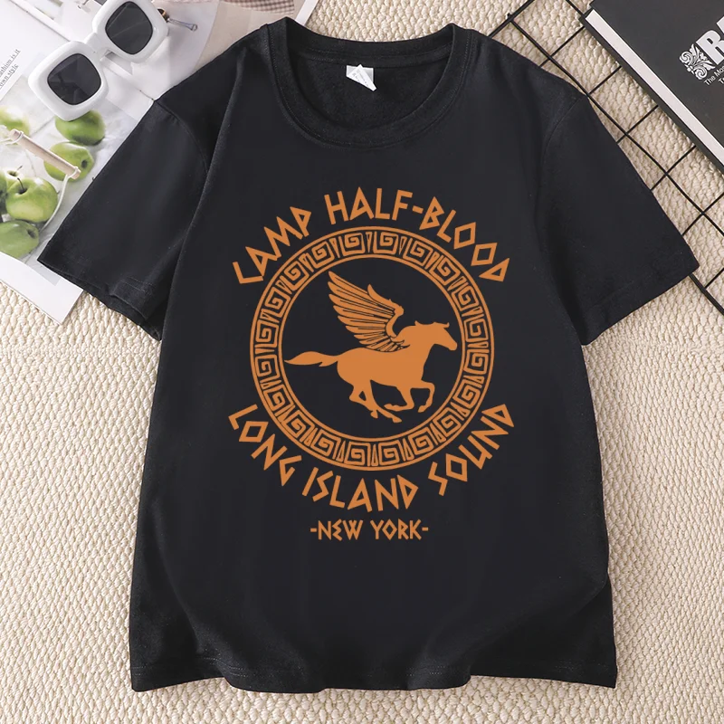 Percy Jackson Camp Half Blood T-shirt Casual Cotton Short Sleeve Crewneck Printed Tshirts Comfortable Men Women Clothing