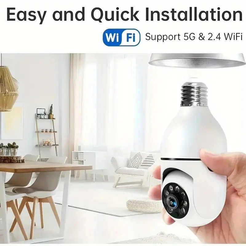 1080P night vision monitor, 5GHz Wi-Fi Bulb Security Monitor Camera , alarm push, 360° PTZ monitoring camera, intelligent motion