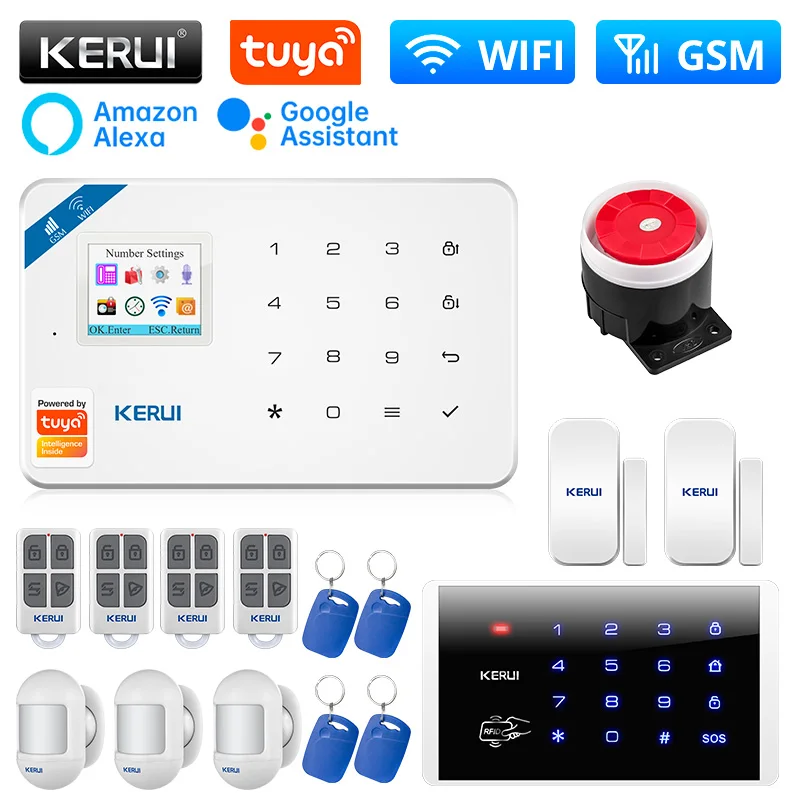 

KERUI WIFI GSM Alarm Home W181 Alarm System Tuya Smart Wireless Door/Window Sensor Burglar Support Alexa&Google APP Control