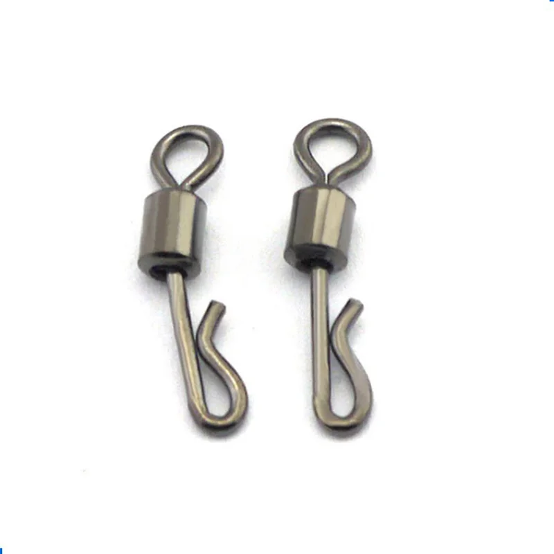 10pcs/lot Stainless Steel Connector Bearing Rolling Swivel7# 8# 10# 12#Hook Lure Connectors Fishing With Hooked Snap accessories