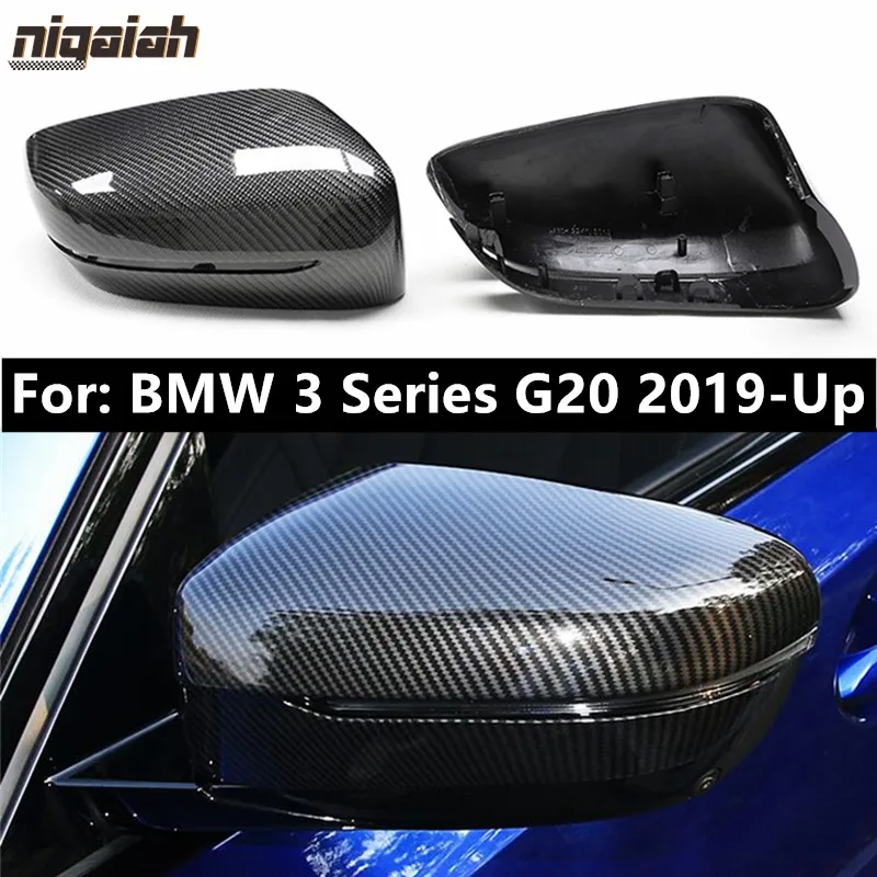 Real Carbon Fiber Rearview Mirror Caps for BMW 3 Series G20 330i 2019 2020 Side Door Wing Mirror Cover Replacement OEM Fitment