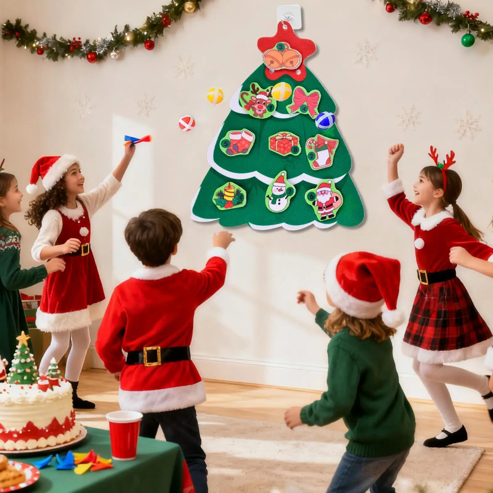 لوحة رمي السهام الخارجية 16.5 Icch لعبة الهدف على شكل شجرة عيد الميلاد الممتعة ألعاب عيد الميلاد ذاتية الصنع مع كرات لاصقة للأماكن الداخلية والخارجية