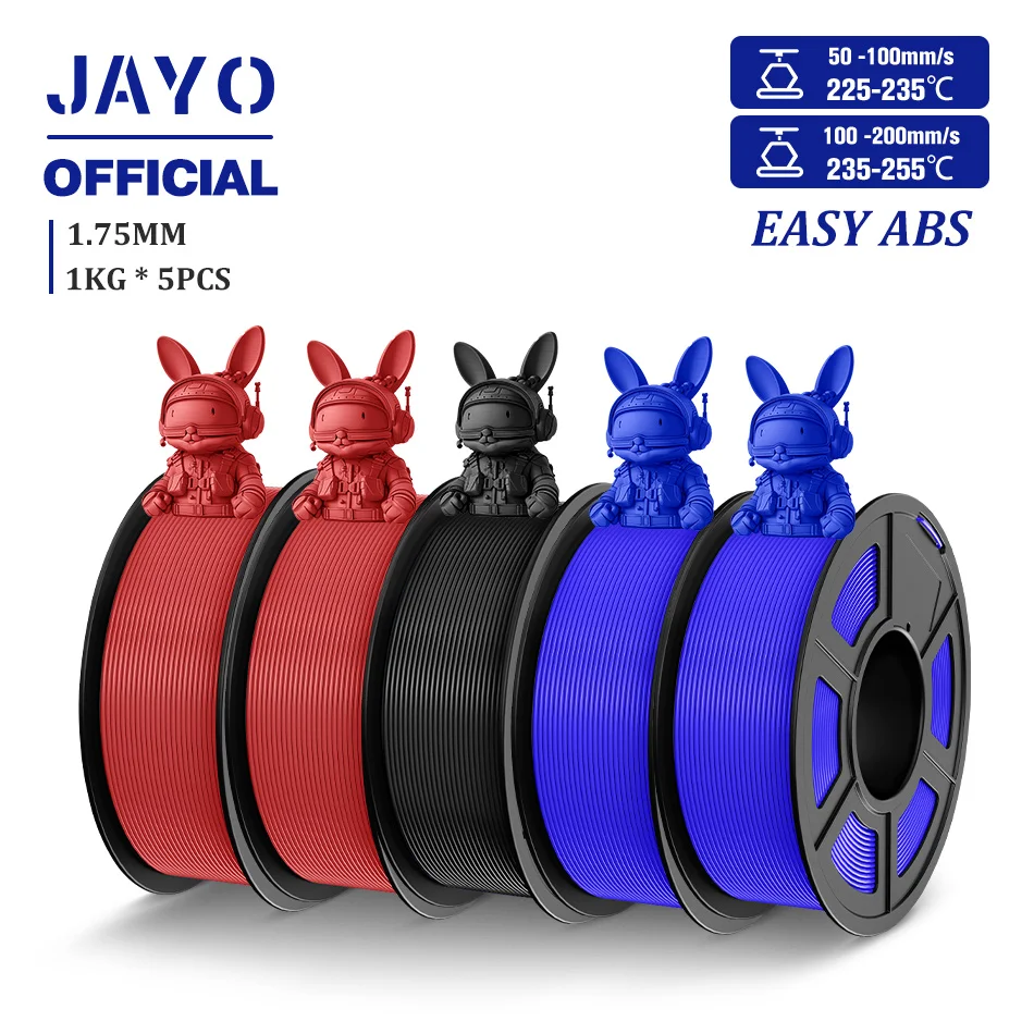 JAYO Gemakkelijk ABS 3D-filament 1,75 mm ABS 3D-printerfilament 1 kg voor FDM 3D-printers Uitstekende taaiheid 3D-printmaterialen 5 rol - afbeelding 1