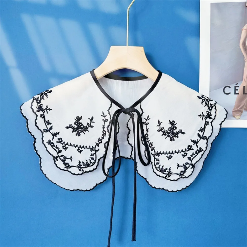 

Clothing Accessories Women's Lace Collar Fake Collar Lace Up Shawl Detachable Shirt Organza Embroidery Cloak Fake False Collars