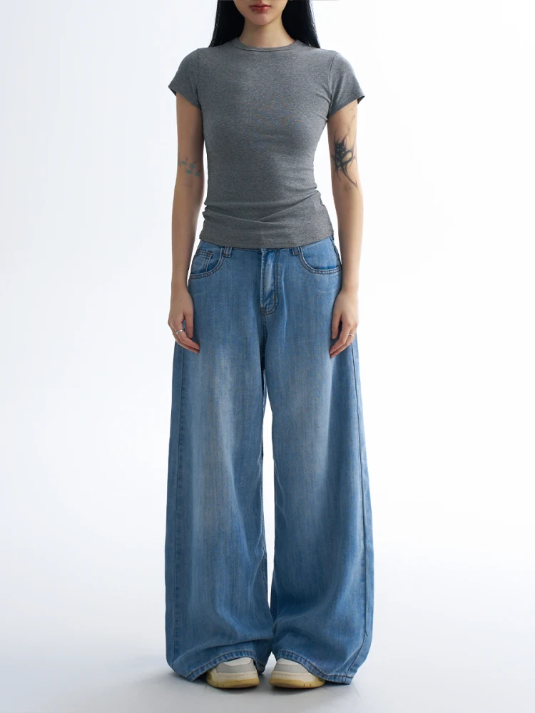 

ZHISILAO New Loose Baggy Wide Leg Jeans Women Vintage Classic Blue Denim Pants Streetwear Summer 2025
