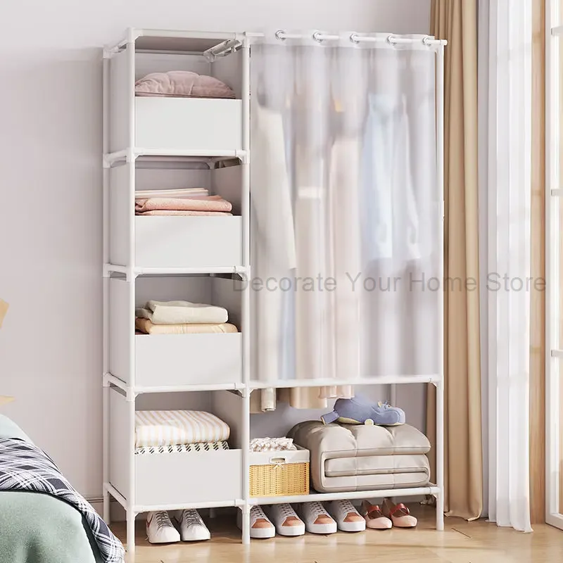 

Large Capacity Mordern Simple Wardrobe With Dust-Proof Cloth Home Furniture Storage Rack Clothes Hanger For Bedroom