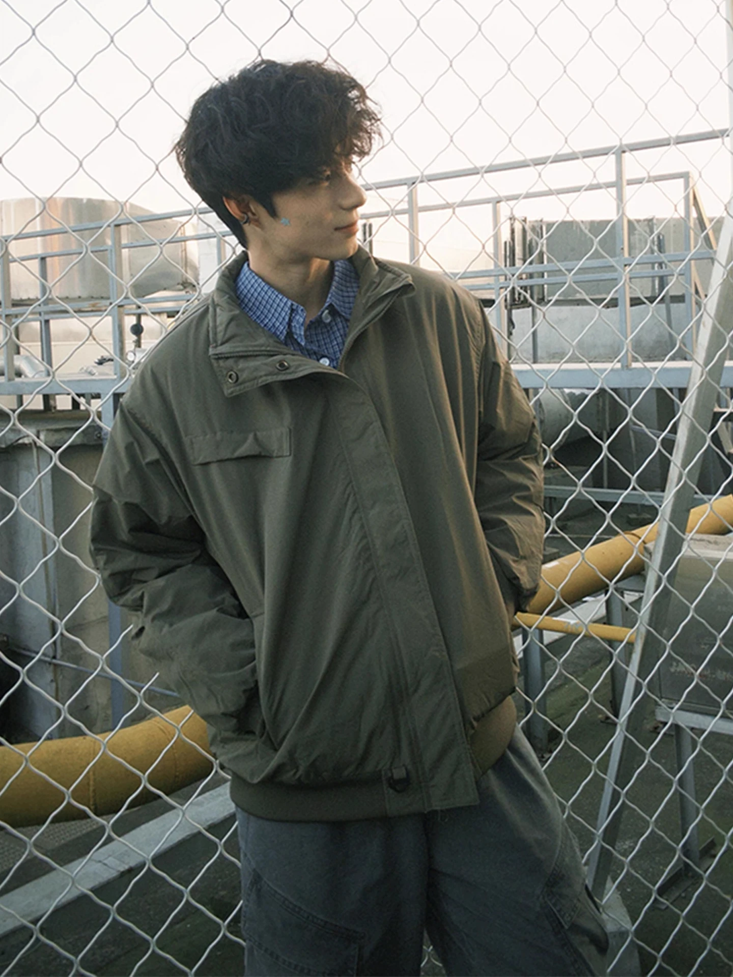 

American Sle Thi ort Stand Collar Workwear Jaet Cotton Coat Men's Winter High End Versatile Thi Warm Cotton Outerwear