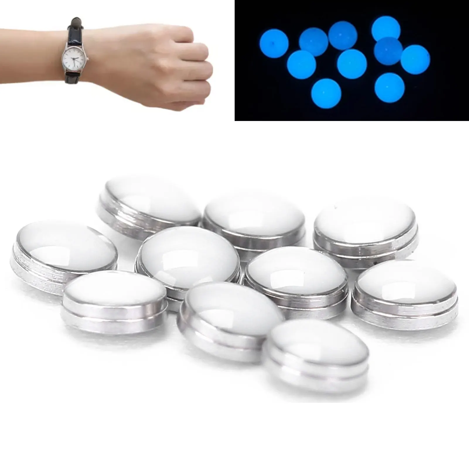 10Pcs 2mm Universal Blue/Green Watch Parts Luminous Bezel Dot Pip Watch Dial Night Luminous Dot Watch Decoration Parts Accessory