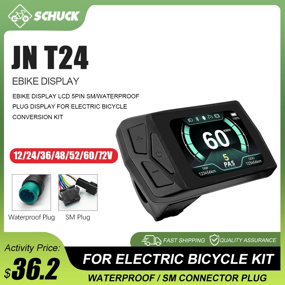 Цветной ЖК-дисплей T24 для электровелосипедов 24В-72В с водонепроницаемым разъемом SM и функцией USB для UART. Контроллер протокола связи 2 Communication Protocol