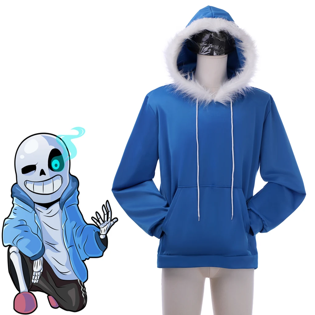 

Костюм для косплея игры Undertale Sans для мужчин, синие толстовки, толстовка для Хэллоуина, карнавала, вечеринки, пальто Comic Con, уличная одежда