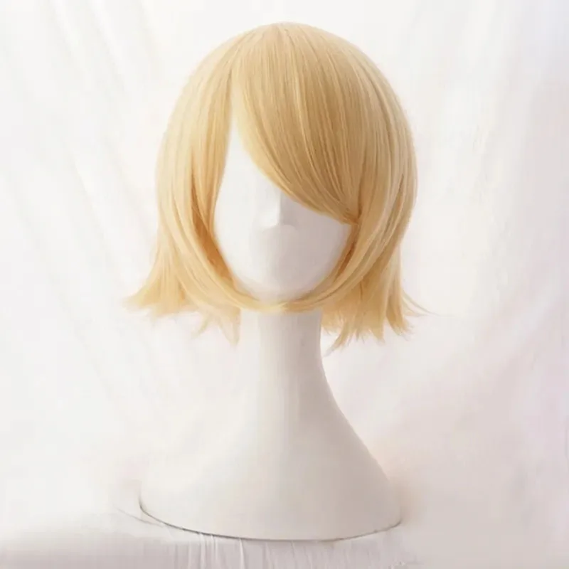 Krótkie Blond odporne na ciepło syntetyczne włosy Anime Cosplay peruki