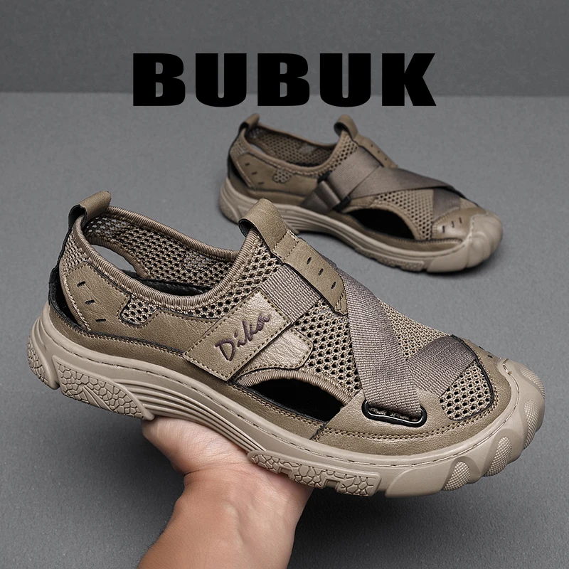 

Мужские пляжные сандалии Bubuk, модная обувь для воды с низким верхом, легкая прогулочная обувь — повседневные сандалии без шнуровки для улицы, дышащие, удобные, подходят для работы, путешествий и занятий спортом на открытом воздухе