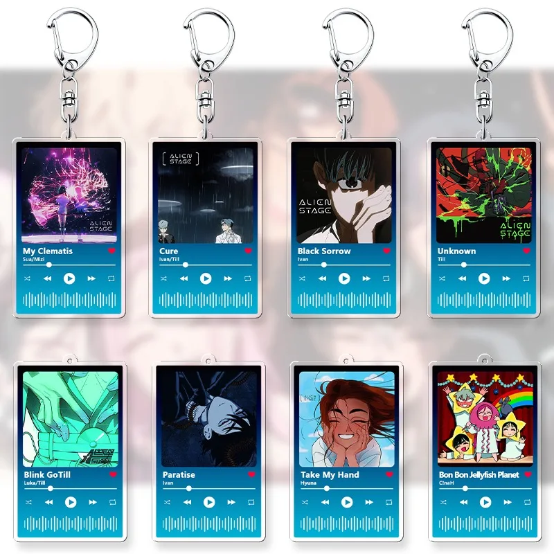 Alien Stage 8cm Acrylic Key Chain Original Soundtrack Music Keychains for Women Bag Songs Playlist Code Keying Fans Souvenir