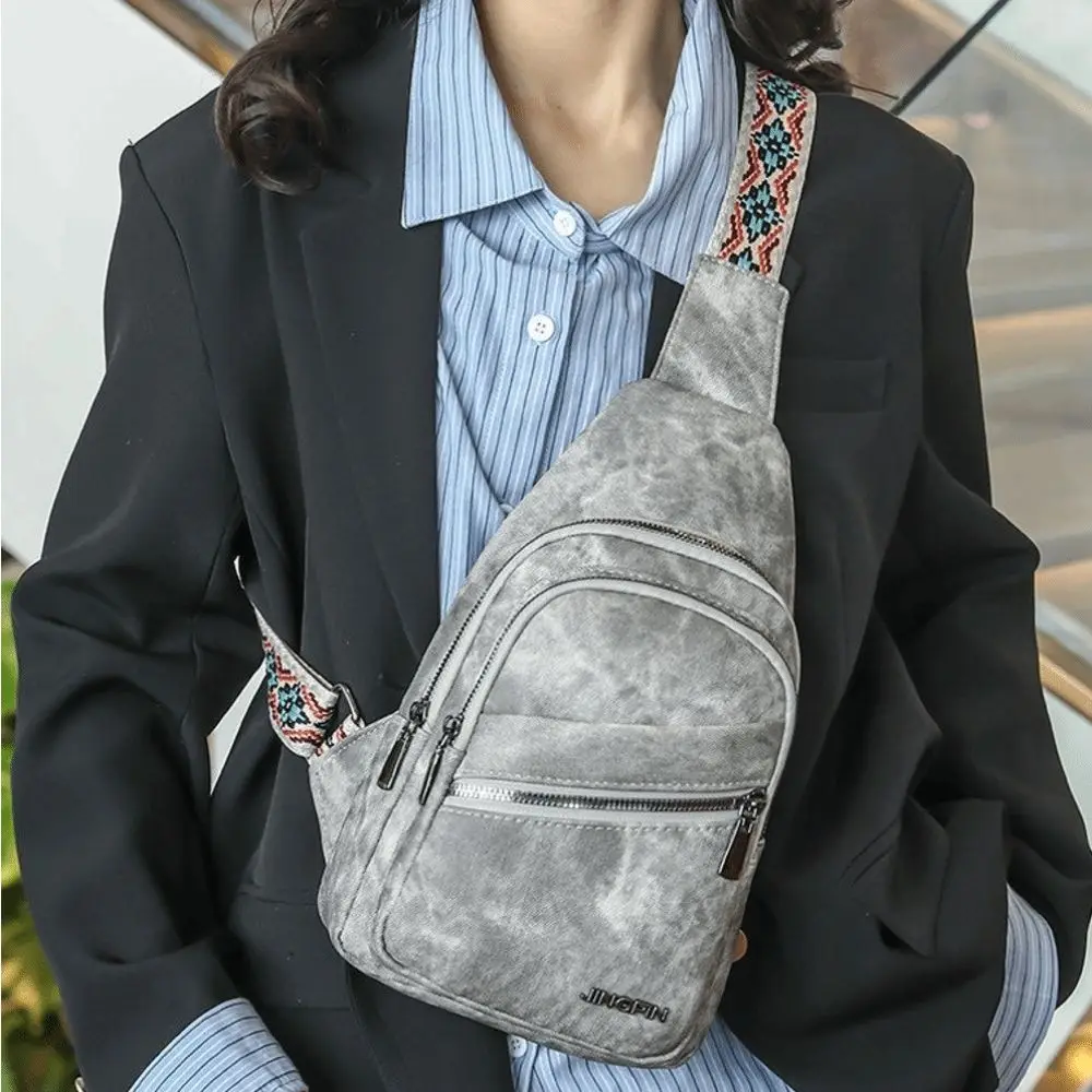 Casual PU Leather Chest Bags Soft Versatile Crossbody Bags Portable Shoulder Bags For Men