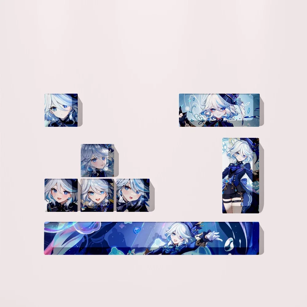 Genshin Impact Furina Focalors four key nine key PBT keycap mechanical keyboard personalized game customization