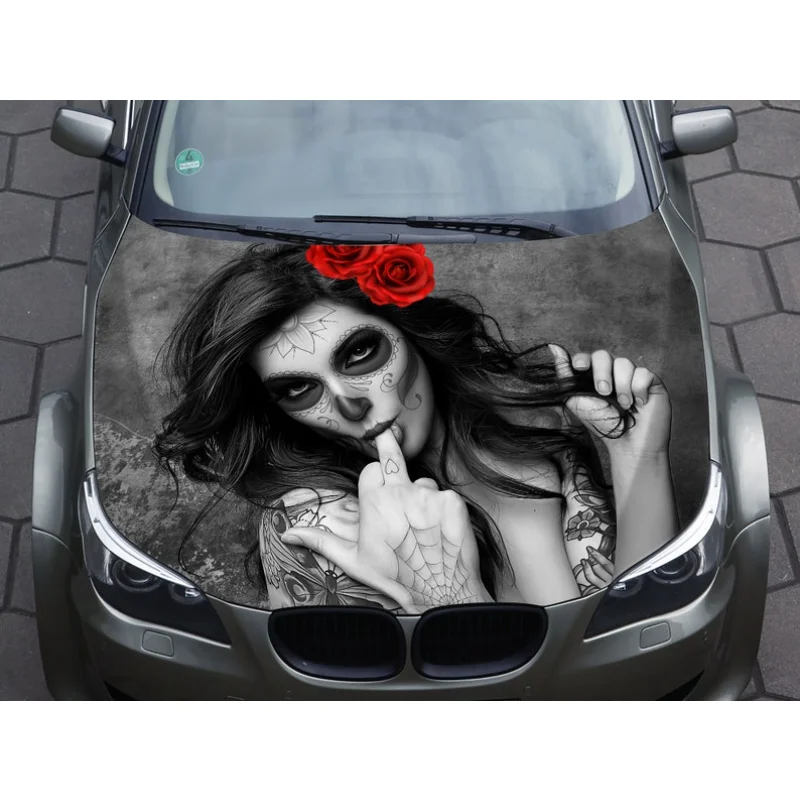 

Car Hood Decal, Wrap Decal, Girl, Sugar Skull, Skull Art, Vinyl, Sticker, Day of The Dead, Truck Graphic, Bonnet Decal, F150