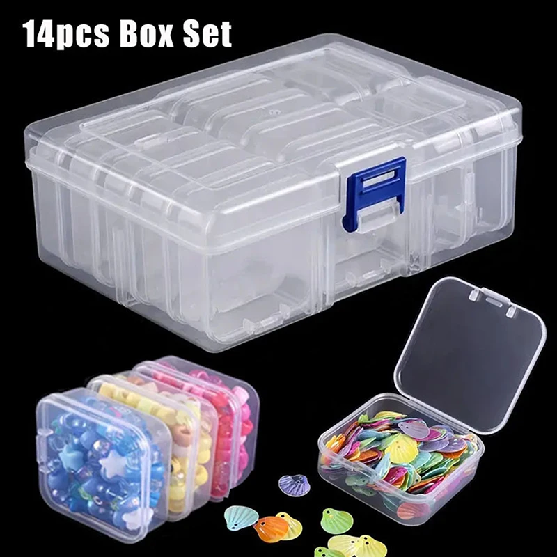 Mini Plastic Jewelry Storage Box Square Transparent Flip Portable Pill Container Jewelry Holder Packaging Earrings Display Case