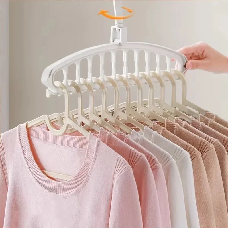 8Pcs Wardrobe Space Saving Hanger - Foldable Clothes Drying Hanger, Storage Organizers Rack for Coats & Pants
