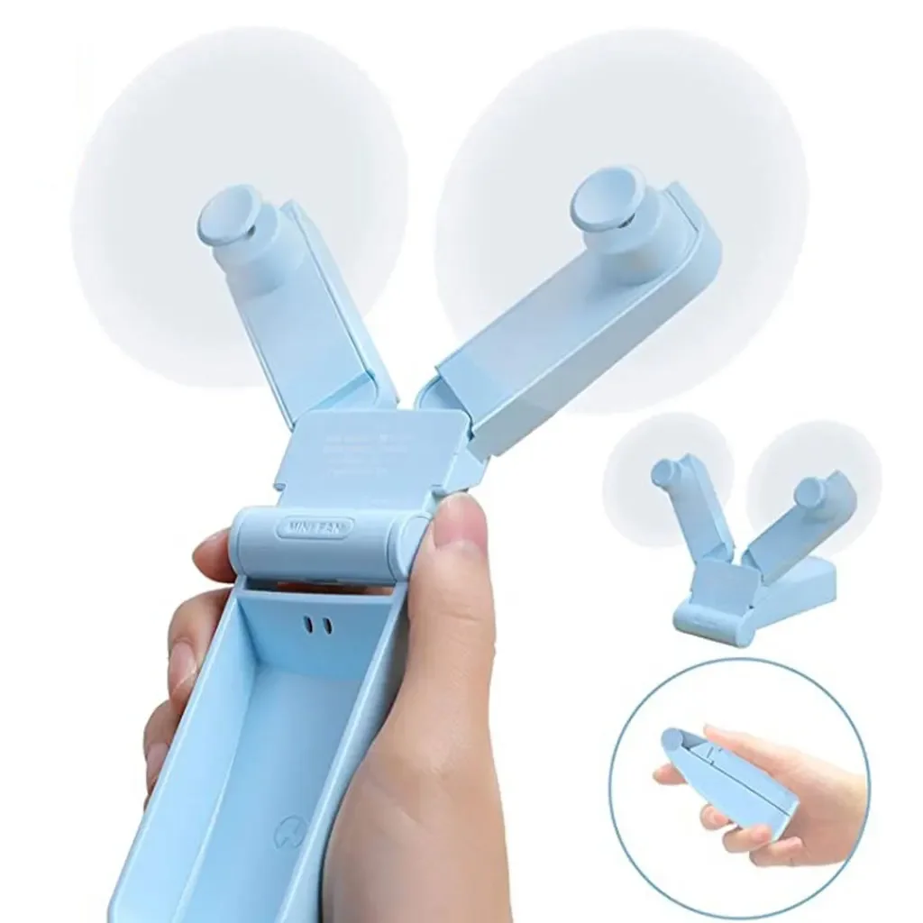 Foldable USB Mini Fan Dual Head Electric Rechargeable Personal Hand Fans