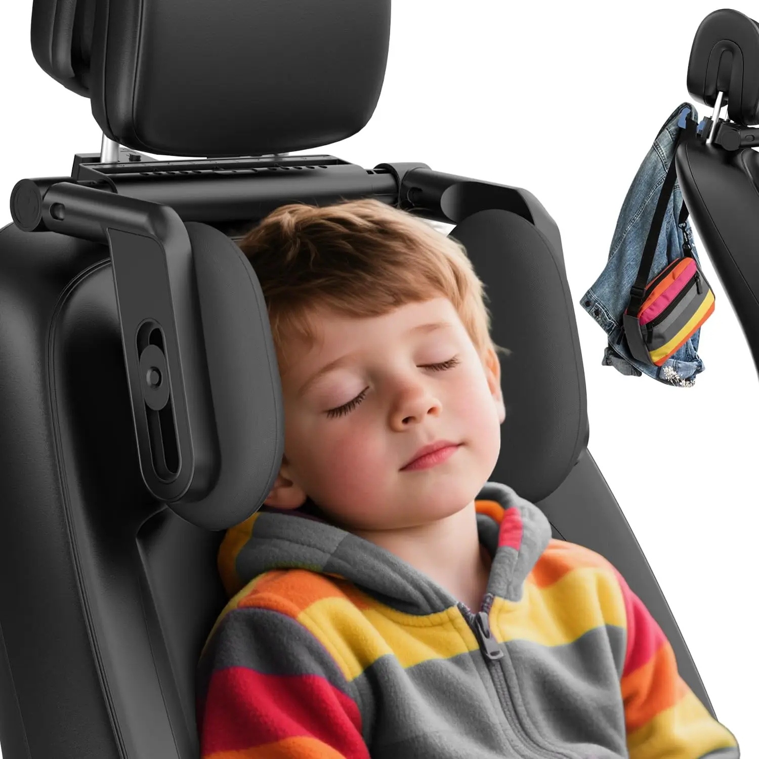 

4-Way Adjustable Car Headrest Pillow with Thickened Memory Foam, U-Shaped Design for Travel Sleeping