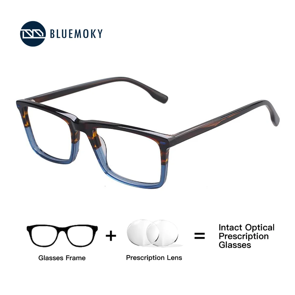 

BLUEMOKY Handmade Acetate Square Prescription Glasses for Unisex Fashion Anti Blue Light Photochromic Optical Eyeglasses