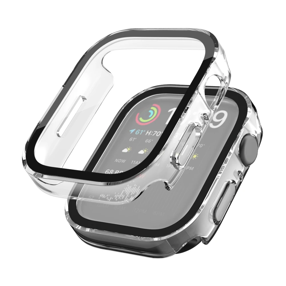 Custodia impermeabile per orologio in vetro temperato per Apple Watch Serie 8 7 Cover 40mm 44mm 41mm 45mm Protector Edge IWatch 6 SE 5 4