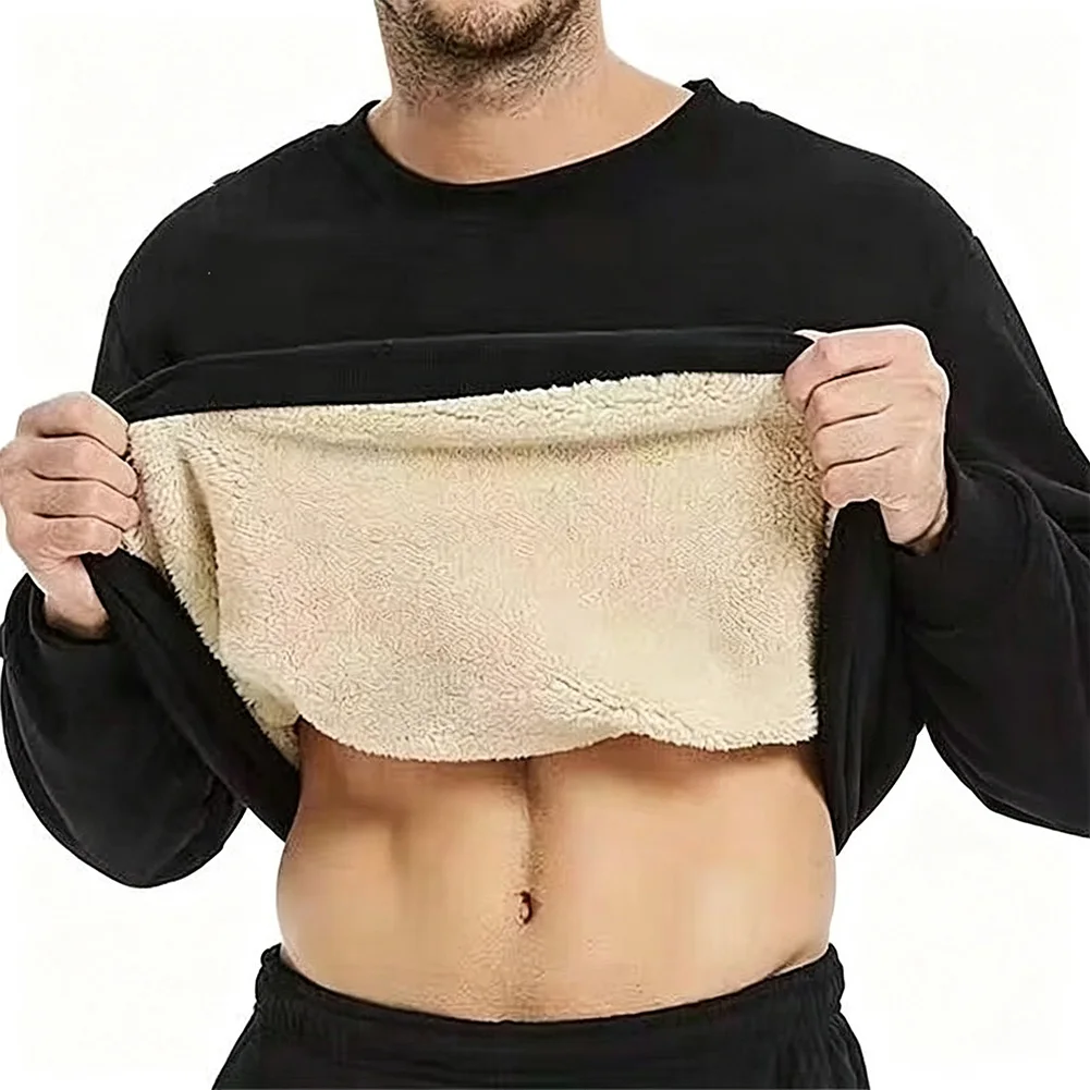 Camiseta de manga comprida com forro de lã para homem, ideal para usar em camadas em climas frios, estilo coreano, roupa interior térmica.