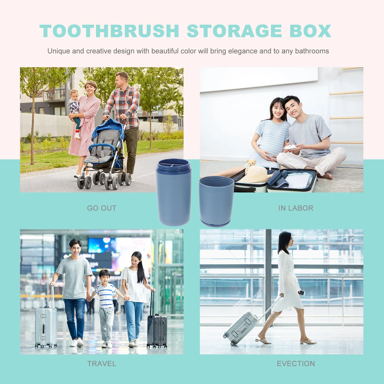 

Portable Toothbrush Cup Travel al Hygiene Holder Gray Blue Multifunctional Leak Proof Storage Box For Brushing Teeth