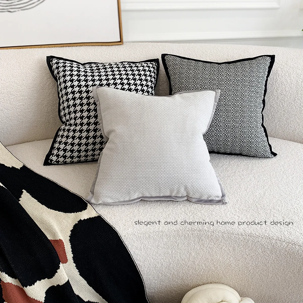 Retro Checkered Pillowcase with Nordic Style Minimalist Modern Sofa, Living Room, Car Backrest Pillowcase Bedside Cushion Cover