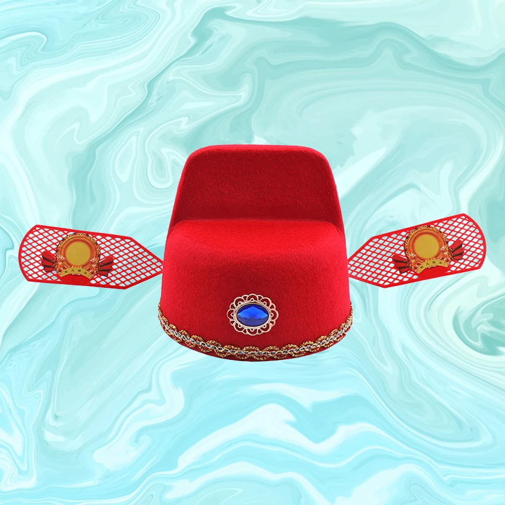 

Retro Chinese Hat Fashion Creative Ethnic Costume Hat For Cosplay Party Photo Props Lightweight Adult Children Gift Red