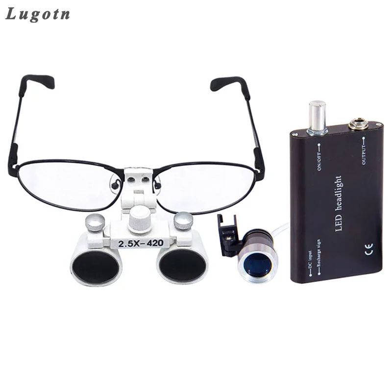 2.5X Magnification Dental Surgical Operated Loupes With LED Lamp Headlight Nearsighted Glasses Oral Dentist Medical Magnifier