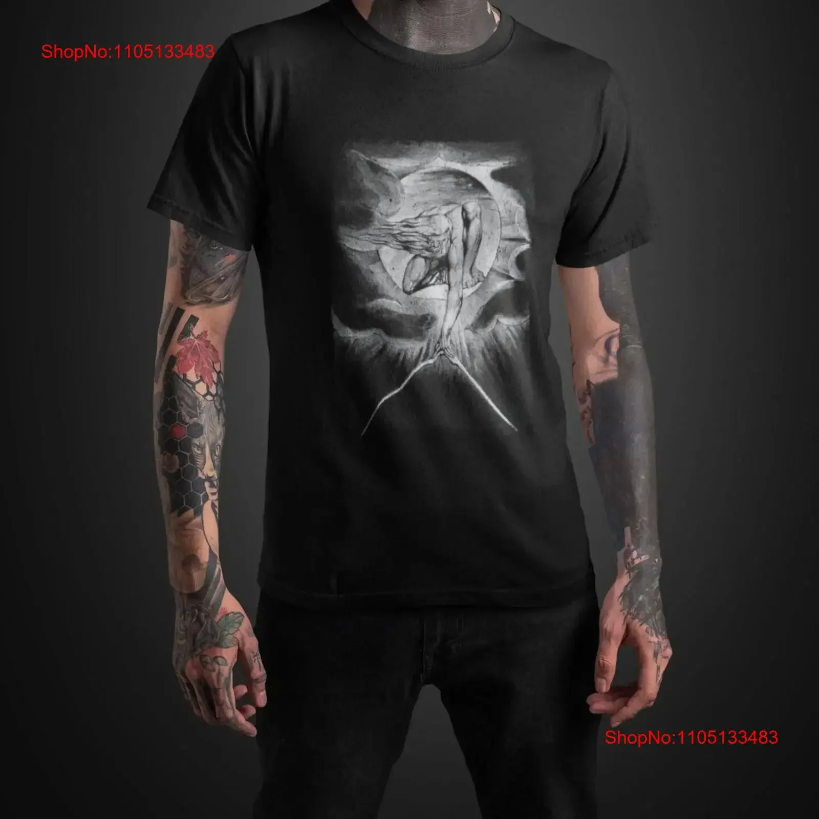 

Футболка с принтом Уильям Блейк, оккультная футболка с рисунком, мифология, унисекс, винтажная, стираная, дышащая, универсальная, удобная, мягкая