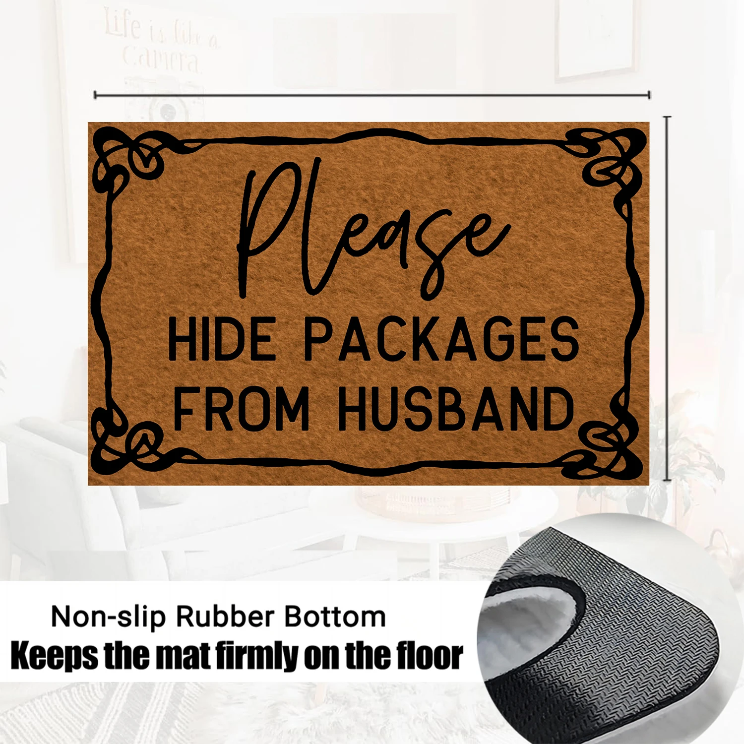 Please Hide Packages From Husband Doormat Rubber Bathroom Kitchen Mat Garden Garage Door Floor Mat Non-Slip Carpet Entrance Rug