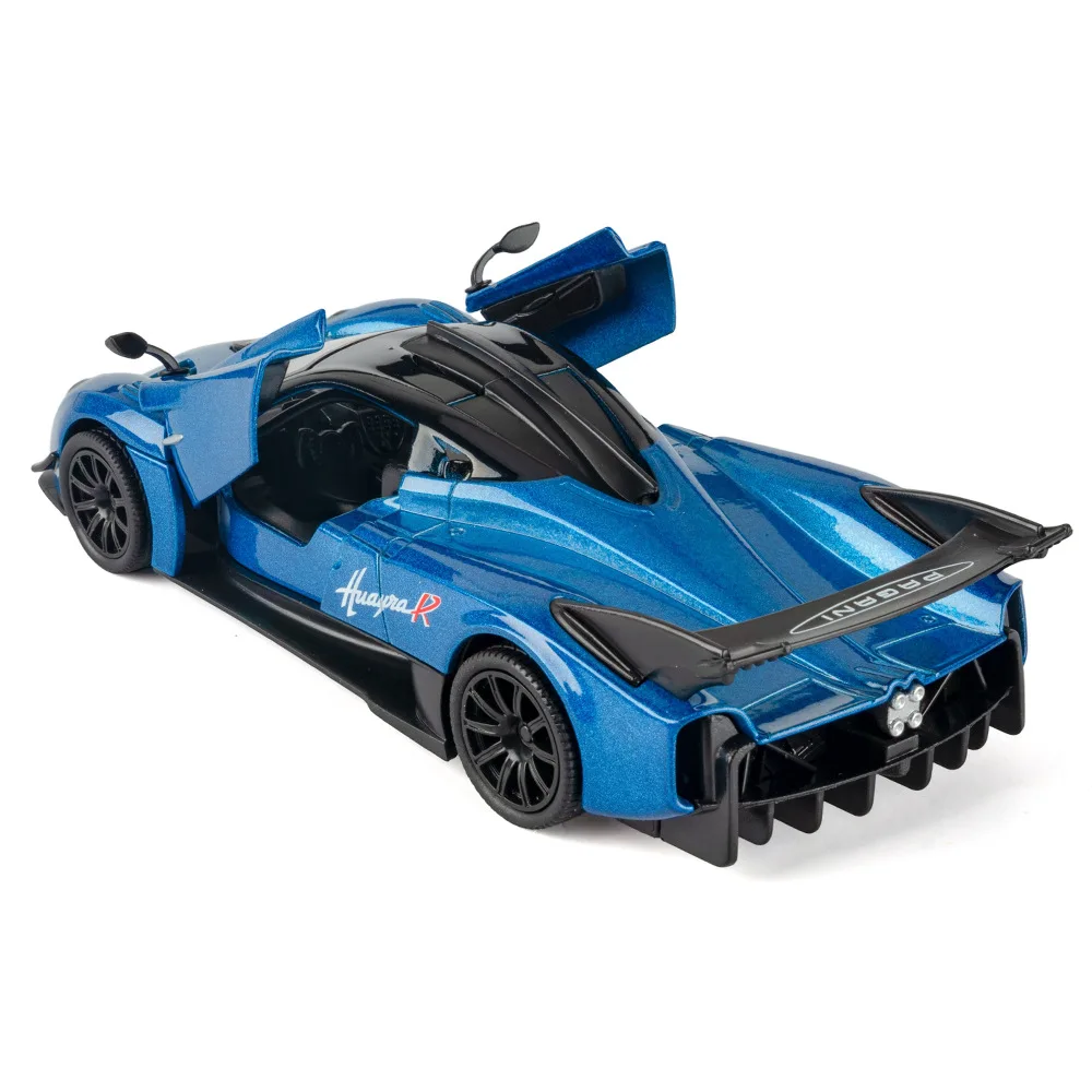Huayra R – jouets de supercar en alliage moulé sous pression, son et lumière, portes ouvertes, Collection de voitures de sport, cadeaux pour enfants, 1:32