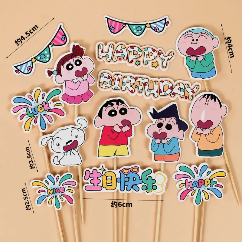 Funny Crayon Shin-chan Cake Decoration Flags, Dessert Table Decor, Cupcake Baking Accessories, Birthday Party Decoration Add-ons