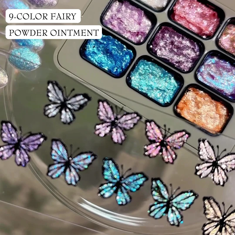 

9 Colors Nail Art Glitter Powder Aurora Shell Fairy Cream Brocade Powders semi permanent DIY Nails creation salon Manicure