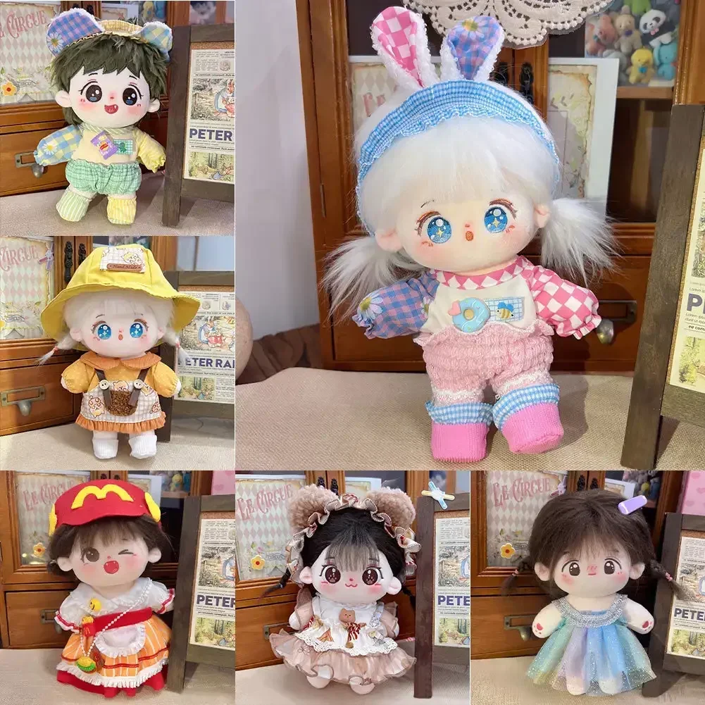 Mini Clothes for 20CM Cotton Dolls Rompers Cartoon Plush Doll Replacement Outfit Lolita Dress Playing House Dolls Accessories