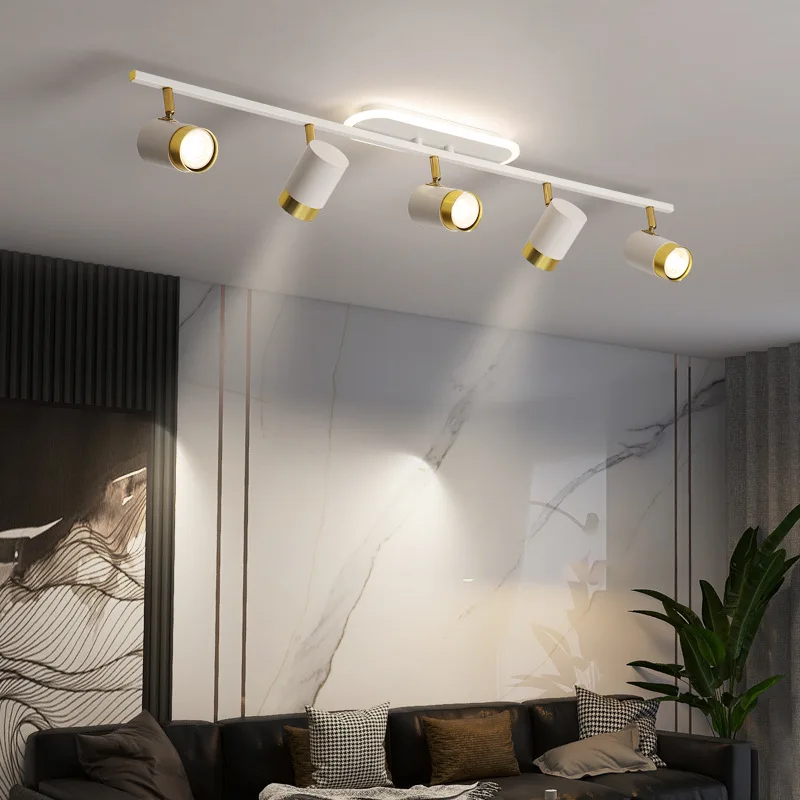 Nordic Strip Led Kroonluchters Met Spots Voor Woonkamer Slaapkamer Balkon Gang Lichten Zwart Wit Decor Verlichtingsarmaturen