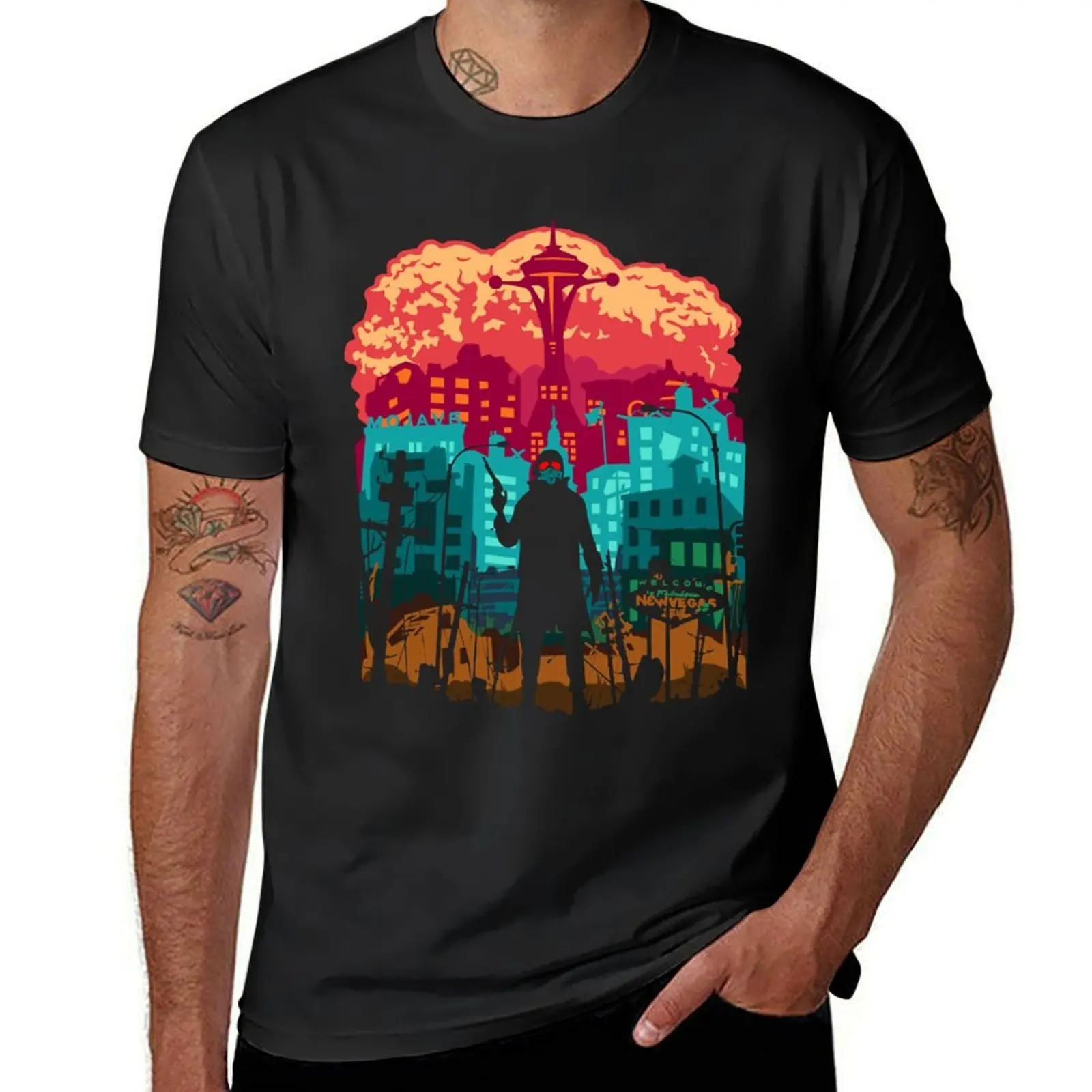 

New Vegas T-Shirt street wear summer clothes graphic t shirt vintage Blouse mens t shirts casual stylish