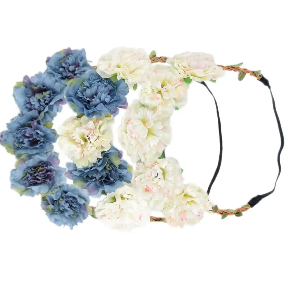 1PCS Elastic Baby Girls Kids Flower Wreath Floral Garland Crown Headband Wedding Party Hair Accessories Outdoor Headwear Gifts