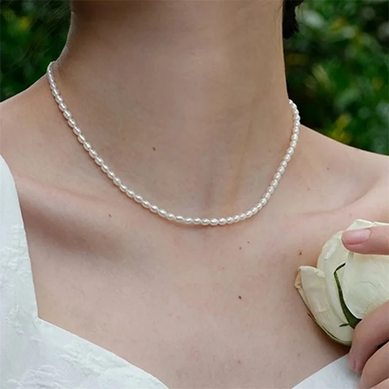 Hot Sale Pearl And Bead Necklace Stainless Steel Bridal Pearl Necklace Pearl Statement Necklace